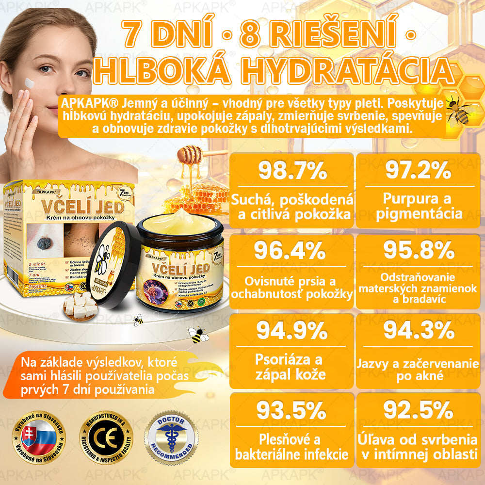 Odporúčané Univerzitnou nemocnicou Bratislava · Vyrobené na Slovensku✨✨ 𝖠𝖯𝖪𝖠𝖯𝖪® regeneračný krém na pokožku s včelím jedom