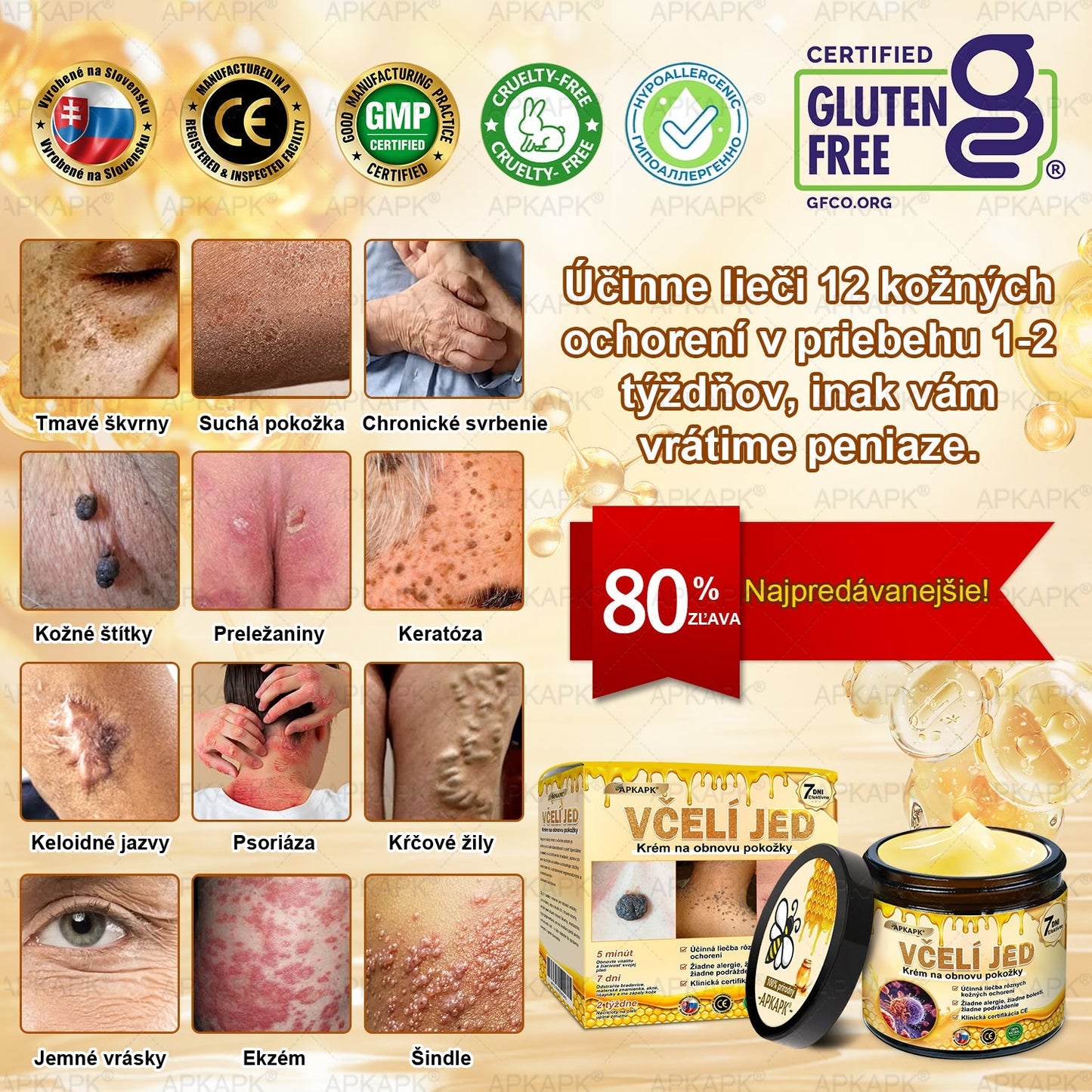 Odporúčané Univerzitnou nemocnicou Bratislava · Vyrobené na Slovensku✨✨ 𝖠𝖯𝖪𝖠𝖯𝖪® regeneračný krém na pokožku s včelím jedom
